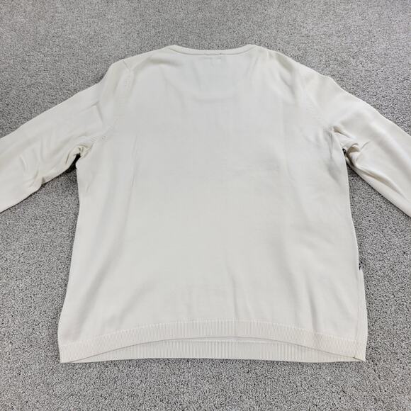 Talbots Womens Sweater XL Cream Black Paisley Eyelash Lace Stripes Crew Neck - Picture 5 of 12